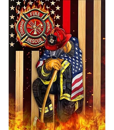 Amazon.com: Firefighter Fireman Flame Diamond Art Kits for Adults