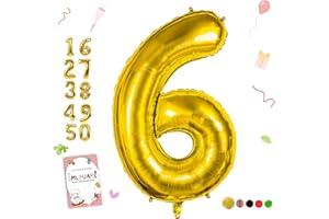 Smlpuame 40 inch Number Balloon 0-9 Gold Large Number 6 Balloons,Digital Balloons for Birthday Party Celebration Decorations Supplies, Helium Foil Number Balloons for Wedding Anniversary