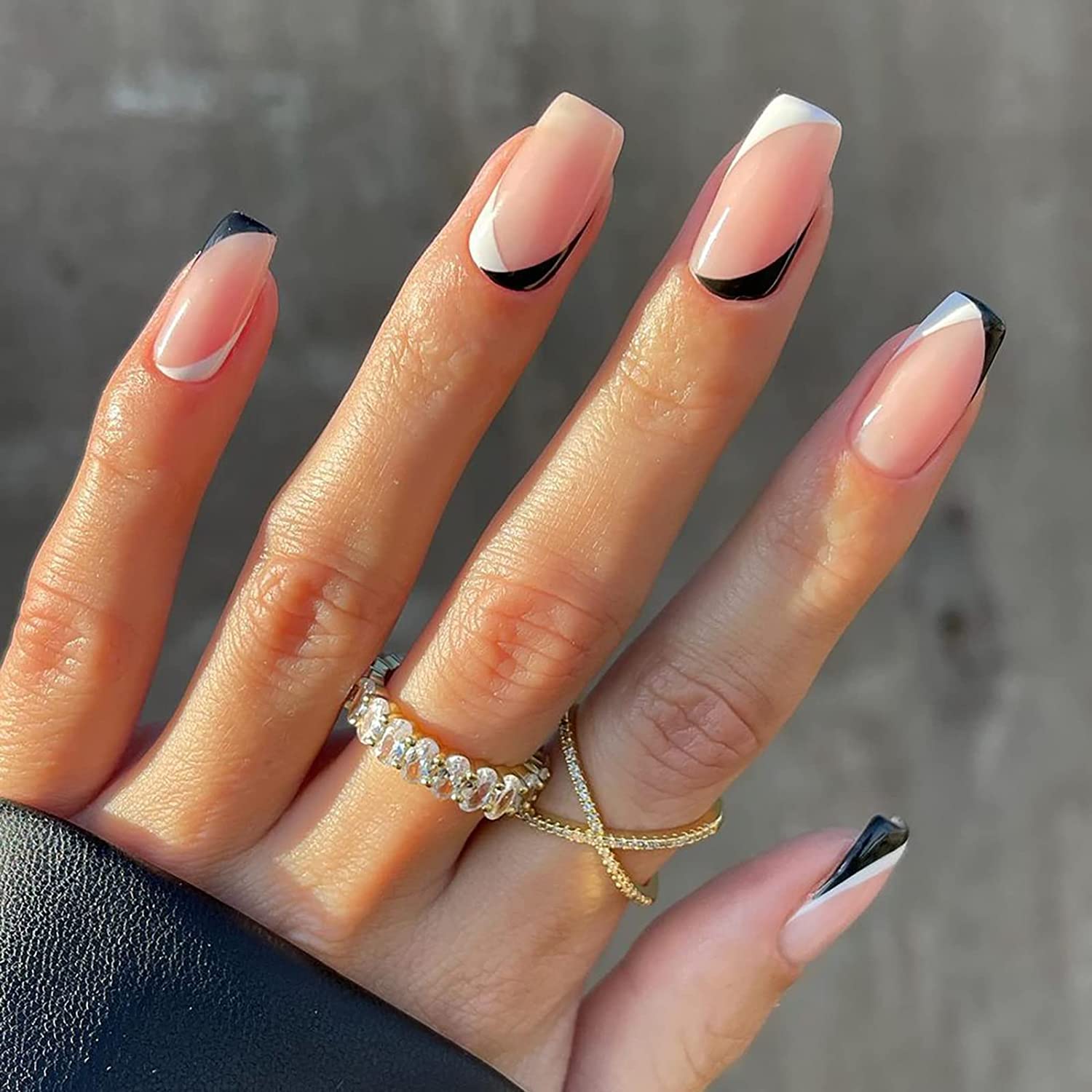 6 Packs (144 Pcs) Press on Nails Medium Design, Misssix Fake Nails Almond and Square Glue on Nails Set with Adhesive Tabs Nail File for Women - Image 4