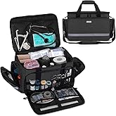 CURMIO Nurse Bag, Medical Bag with Inner Dividers and No-Slip Bottom for Home Visits, Health Care, Hospice, For Nursing Students, Physical Therapists, Doctors,Black (Patent Pending)
