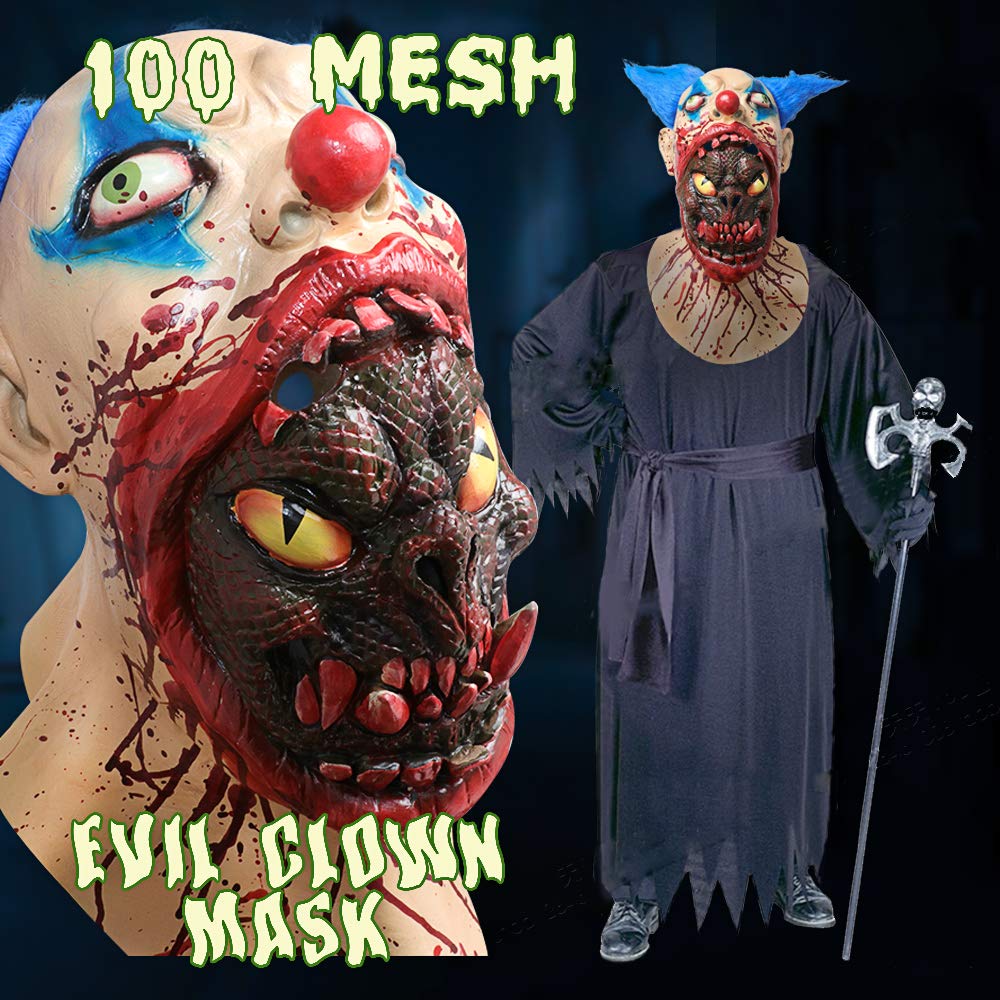 Scary Halloween Costume Party Animal Head Mask Zombie Horror face mask Evil Killer Costume for Adults (Blood face)