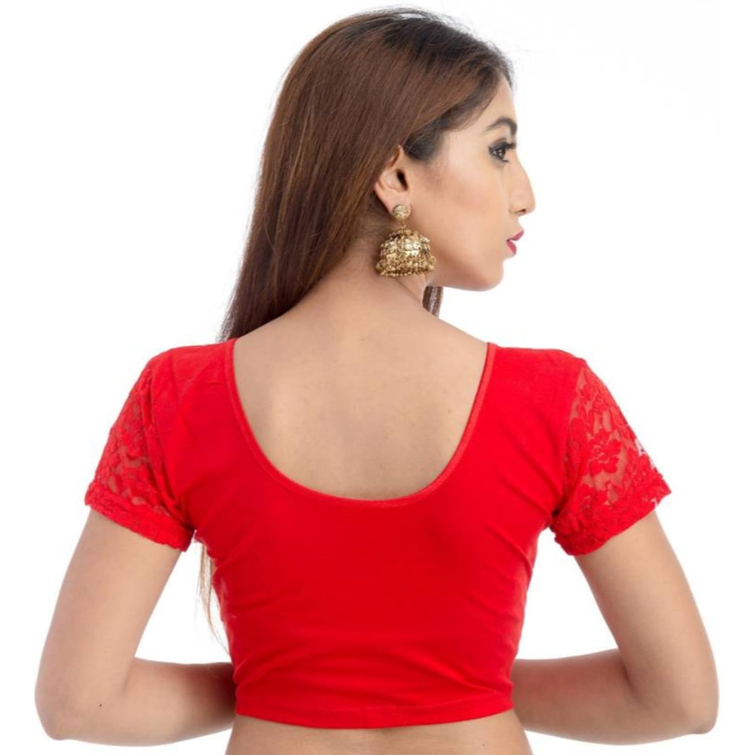 fressia fabrics women's stretchable readymade saree blouse crop top choli pack of 3