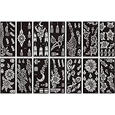 Xmasir 14 Sheets Henna Tattoo Stencils Kit, Flower Temporary Tattoos Template Airbrush Indian Hands Forearm Body Art Tattoos