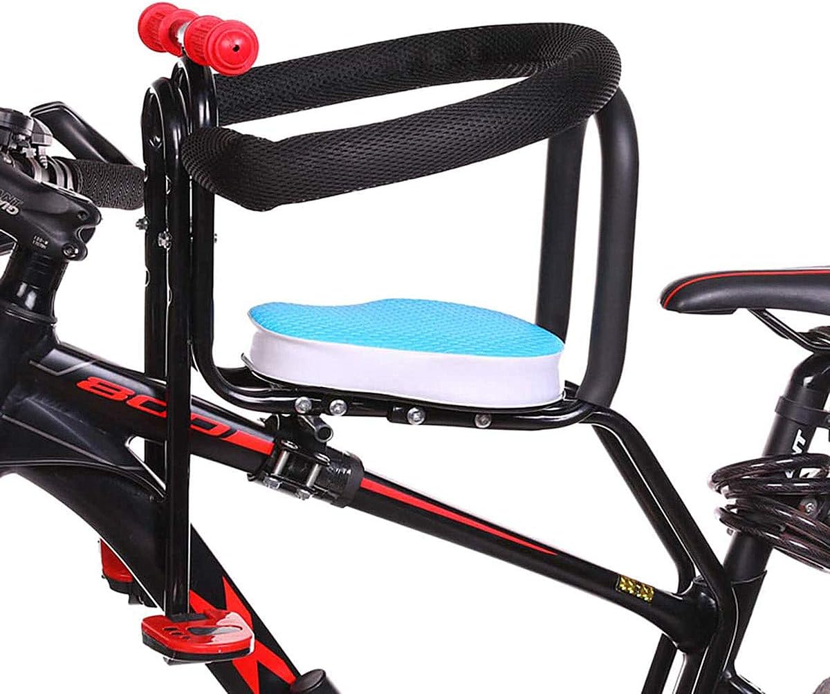 Saturey Child seat Bicycle, Bicycle seat for Children Front Adjustable Bicycle seat Child Front with guardrail Back Pedal Baby seat Bicycle seat for Folding Bike MTB Camp -50kg
