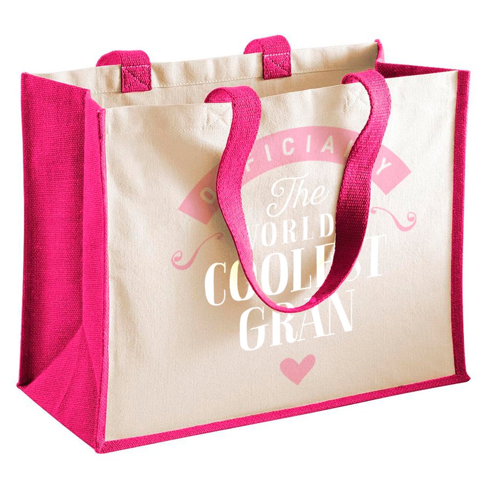 Gran Gift Bag Funny Present Keepsake Tote Shopping Bag (Fuchsia)