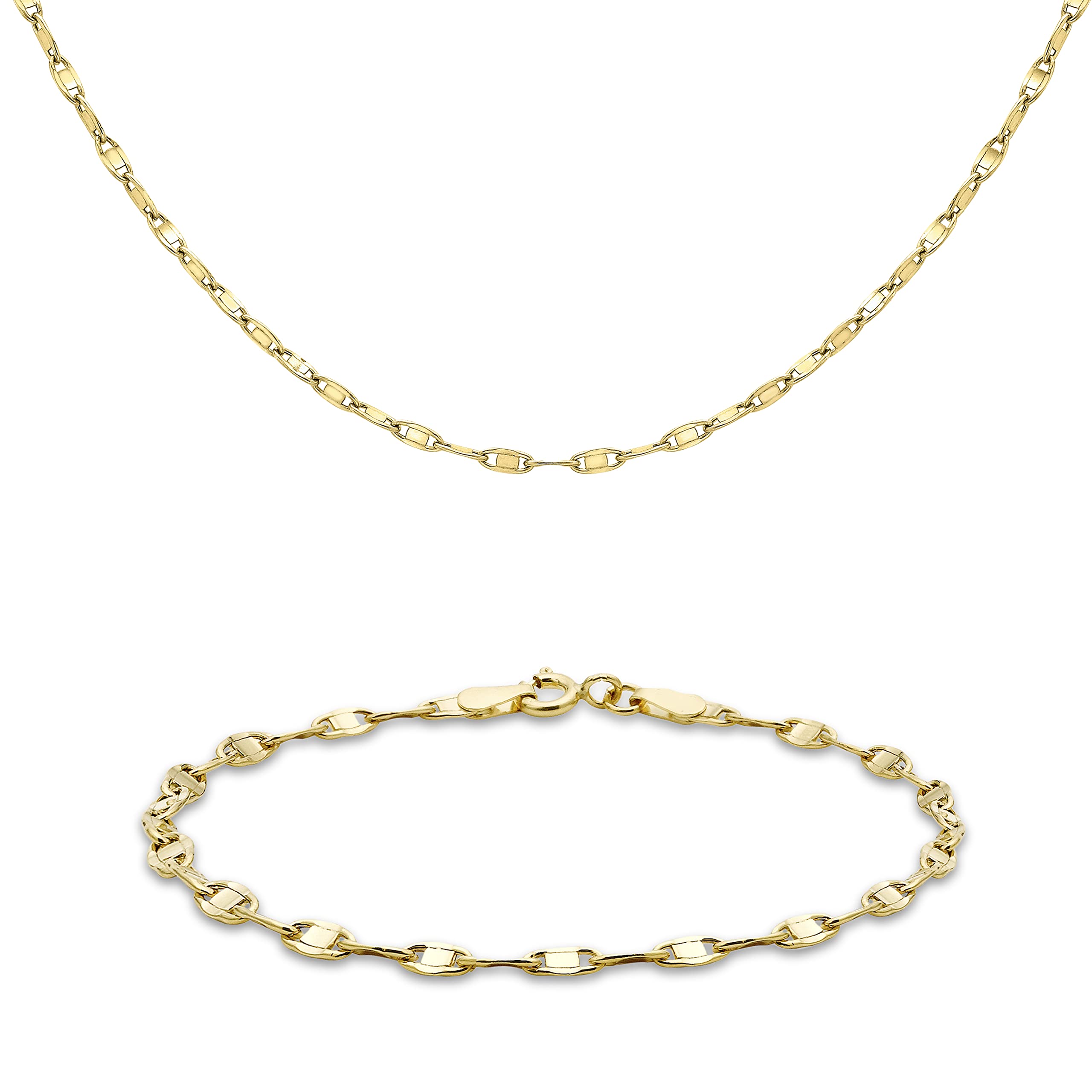 CARISSIMA Women's 9ct Yellow Gold Oval Link Chain Necklace and Bracelet Set (46cm/18 and 18cm/7")