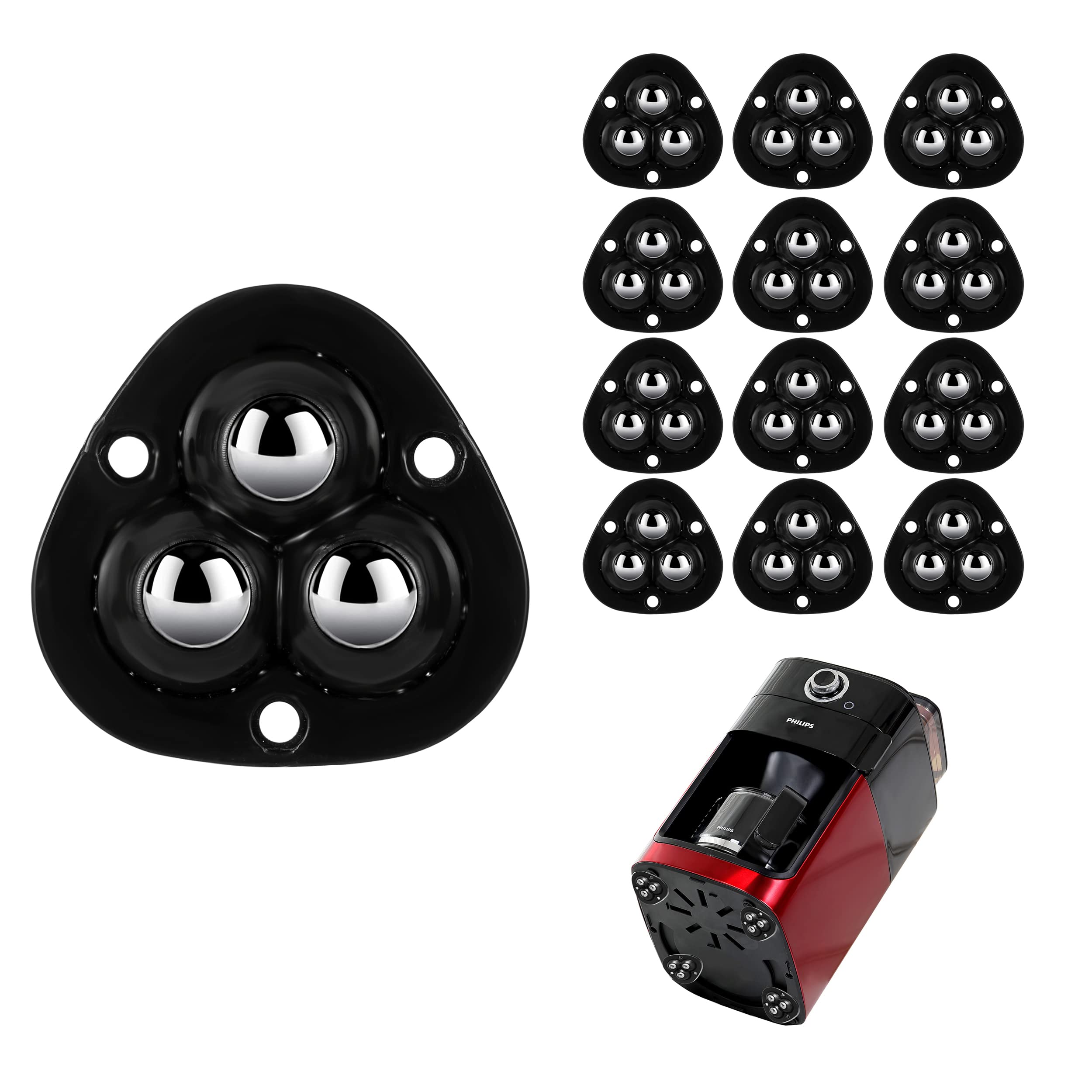 Photo 1 of 12 PCS Small Appliance Caster Wheels Sticky Swivel Sliders Mini Self Adhesive Wheels for Stand Mixers, Coffee Makers, Air Fryers, Appliance Rollers for Kitchen Appliances Countertop (Black)