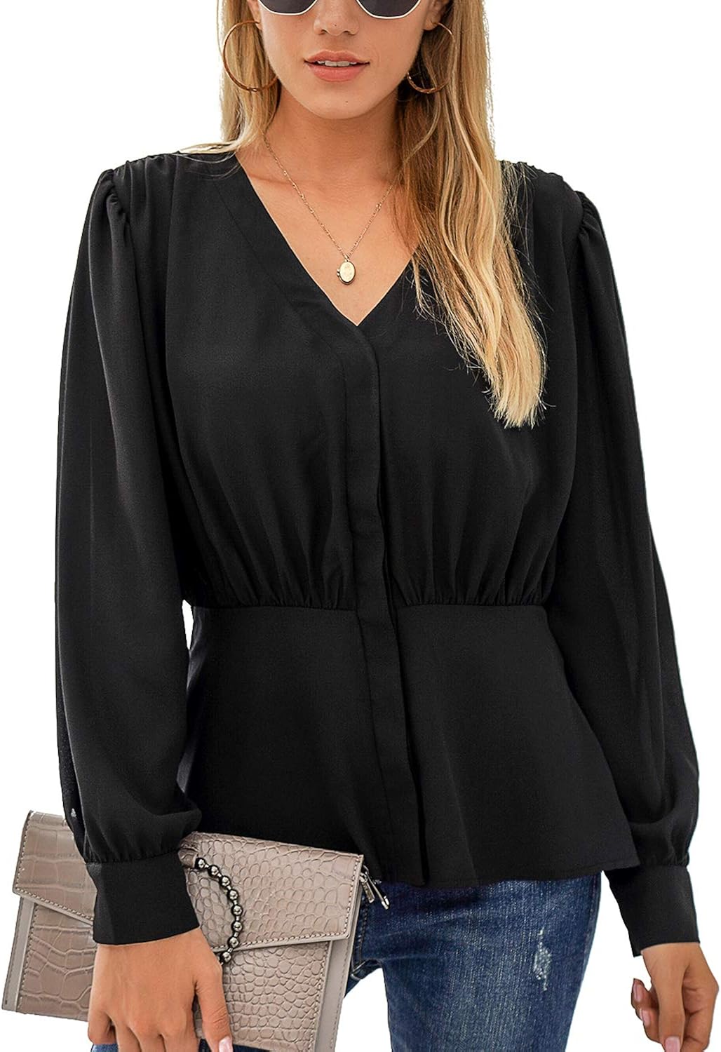 button up peplum blouse
