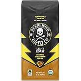 Death Wish Coffee Organic Light Roast Whole Bean Coffee, Fair Trade, 16 oz | Arabica &amp; Robusta Blend, Agave &amp; Golden Raisin Notes, Bold &amp; Bright, Smooth, Grind Fresh