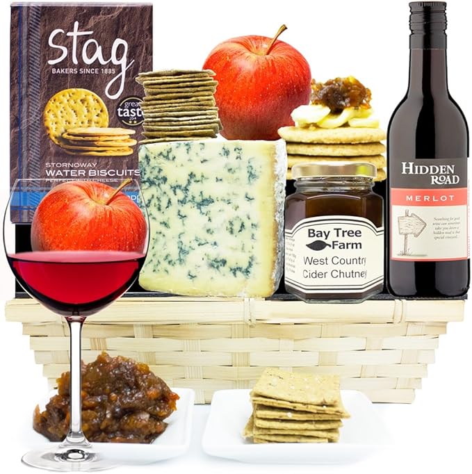 STILTON CHEESE HAMPER & RED WINE Traditional Cheese Gifts Luxury