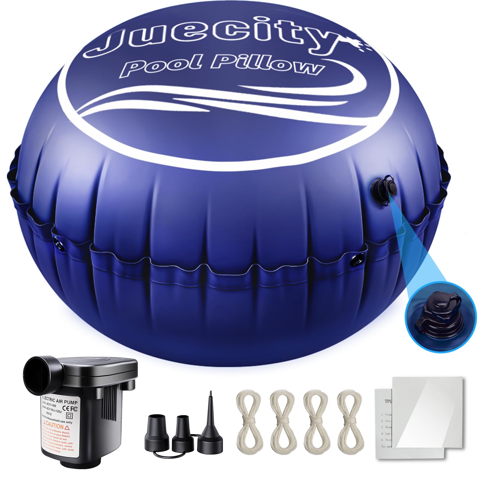 Photo 1 of Pool Pillows for Above Ground Pools – Roun 8x8 FT with Pump & Rope & Patch, Air Pillow & Balloon for Inground Swimming Pool| Winter Cover Pillow, 0.42mm Thick Closing & Winterizing Kit for Pool