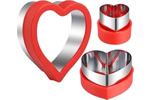 HIHITAOO Love Heart Shape Cookie Cutters, Baking Vegetable Shape Cutters, Mini & Medium & Large Cookie Cutters,The Valentine’s Day Cookie Cutters with Red Color Biscuit Molds Fondant Cake Cookie Cutter Set