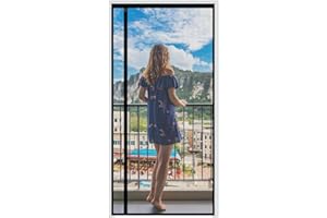 WochiTV Reversible Screen Door Mesh Fits Door Size 34 x 80, Left Right Side Opening Magntic Screen Door Screen Size 36" x 82"