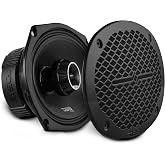DS18 PRO-ZT Pro Audio Coaxial Midrange Speakers with Built-in Bullet Tweeter, 4-Ohms, Water Resistant - Black Metal Mesh Grill Included (1 Speaker) (6x9 inches)