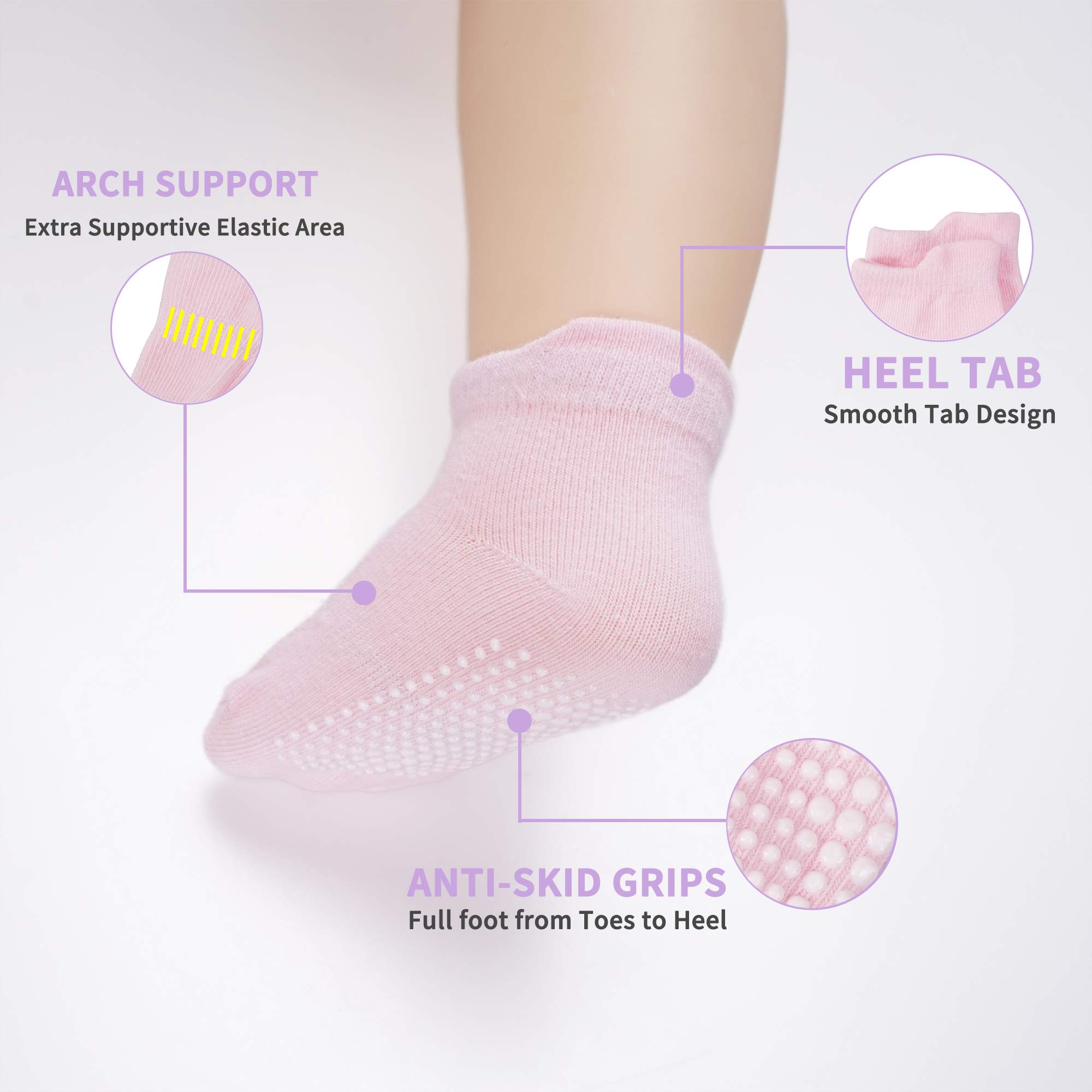 CozyWay Baby Grip Ankle Socks - Pairs of 12 - Non Slip Anti Skid Baby Infants Toddlers Boys Girls Unisex