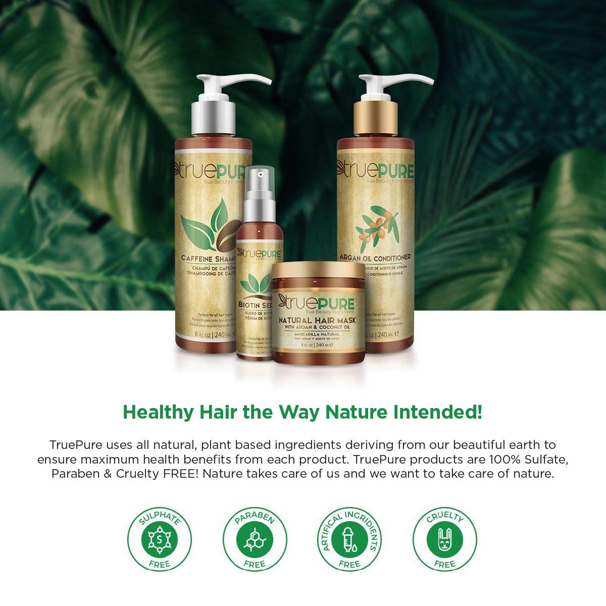 TruePure Argan Oil Conditioner (8 oz.) Deep Conditioner, Natural Hair Treatment for Dry, Damaged Follicles, Split Ends | Sulfate, Paraben, Fragrance Free | For Men & Women | Made in USA: Beauty