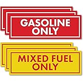 6pc Gasoline Only & Mixed Fuel Only Stickers for Fuel Tank | Weatherproof Adhesive Decals for Trucks, Tractors, Fuel Cans, Gas Caps