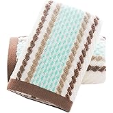 Pidada Hand Towels Set of 2 Striped Pattern 100% Cotton Soft Absorbent Decorative Towel for Bathroom 16 x 26 Inch (Brown)