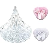 WHSLILR Body Powder Puff and Container - Glass Dusting Powder Container with 2 Soft Puffs – Vintage Powder Puff Case for Women & Girls (4.92x4.92x5.3H IN) - GRB014-Transparent