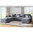 HONBAY Modular Sectional Sofa U Shaped Modular Couch Reversible Modular Sofa Sectional Couch with Storage Seat, Bluish Grey
