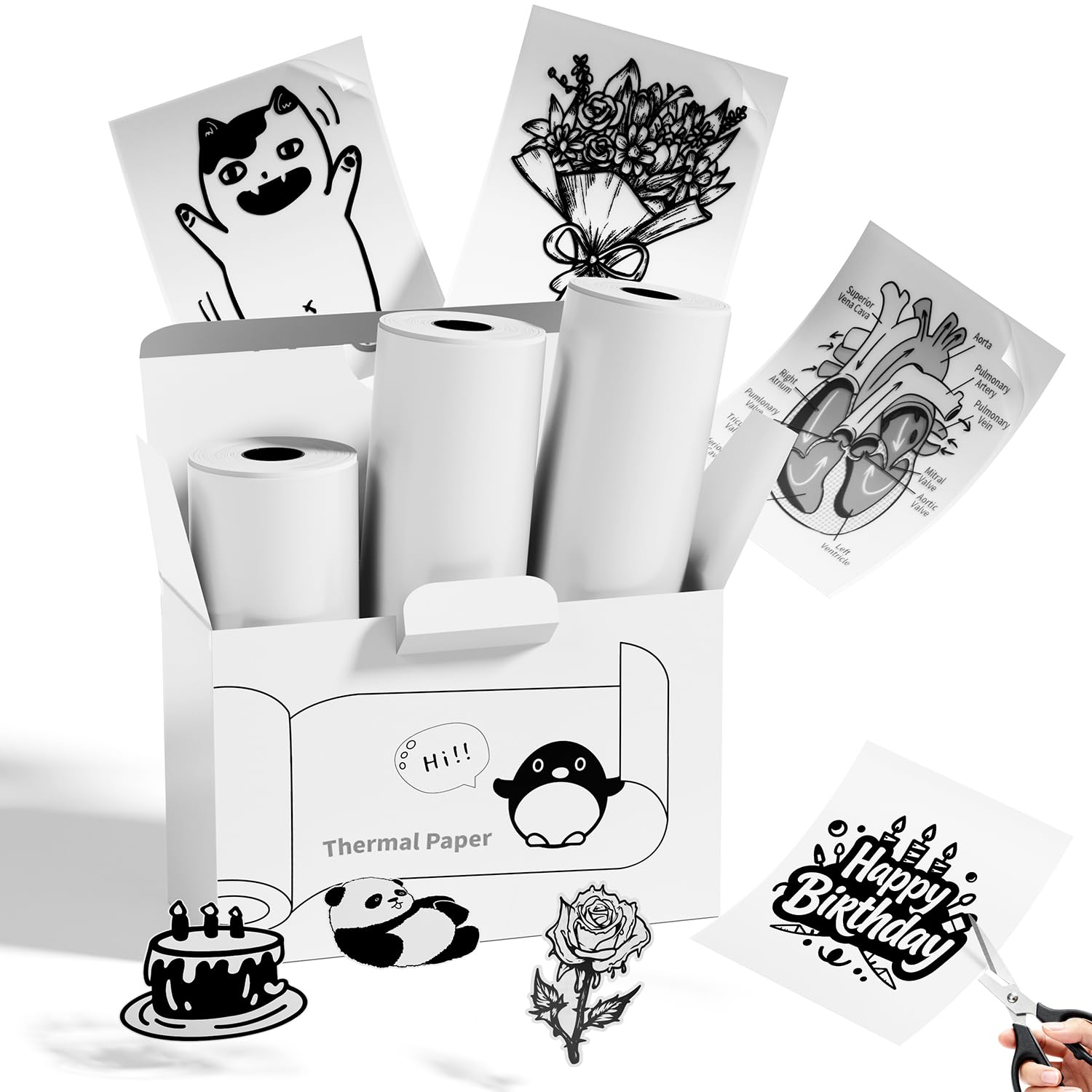 Memoking T02 Thermal Sticker Paper - Clear Genuine Lable for T02, Q02E, M02L, M02X Sticker Printer, Waterproof Transparent Self-Adhesive Paper for Scrapbooking, Image, Text (3 Rolls, 50mmx3.5m/Roll)