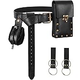 Renaissance Medieval Belt Pouch Set - Renaissance Accessories with Pirate Belt Pouch for Halloween Cosplay & LARP (Black-B)