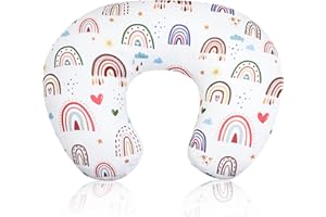 HNHUAMING Rainbow Nursing Pillow Cover, Breastfeeding Pillow Slipcover for Baby Girls/Boys, Soft Snug Fits On Newborn Feeding Pillow Case