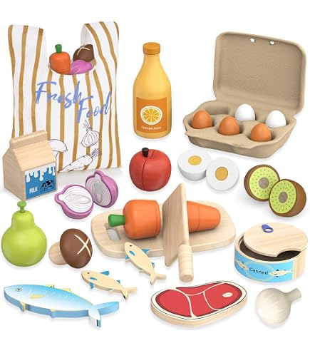 Ensemble de jouets de boulangerie en bois pour enfants, accessoires de cuisine avec caisses, faux jouets Montessori, cadeau pour garçons et filles à partir de 3 ans