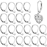 20 PCS Earring Hooks, Leverback Earring Hooks, Stainless Steel Clasp Hoop, Hypoallergenic, French Ear Wire Finding for Women DIY Crafts Jewelry Making (Silver)