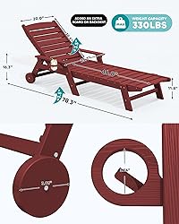 SERWALL Patio Chaise Lounge Chair, 78'' Long HDPE