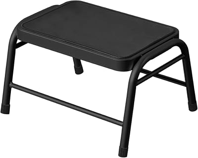 Premier Black Metal Step Stool for Adults - Nonslip Rubber Mat