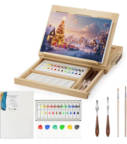Amazon.com: LUCYCAZ Tabletop Easel for Painting, Adjustable Wooden