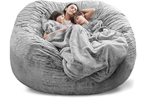 ZGLCQSGY Bean Bag Chair,Bean Bag Chairs for Adults 7FT Oversized Bean Bag Cover Comfy Beanbag Chair for Adults Without Filler Faux Fur Lazy Sofa Cover for Living Room Chairs