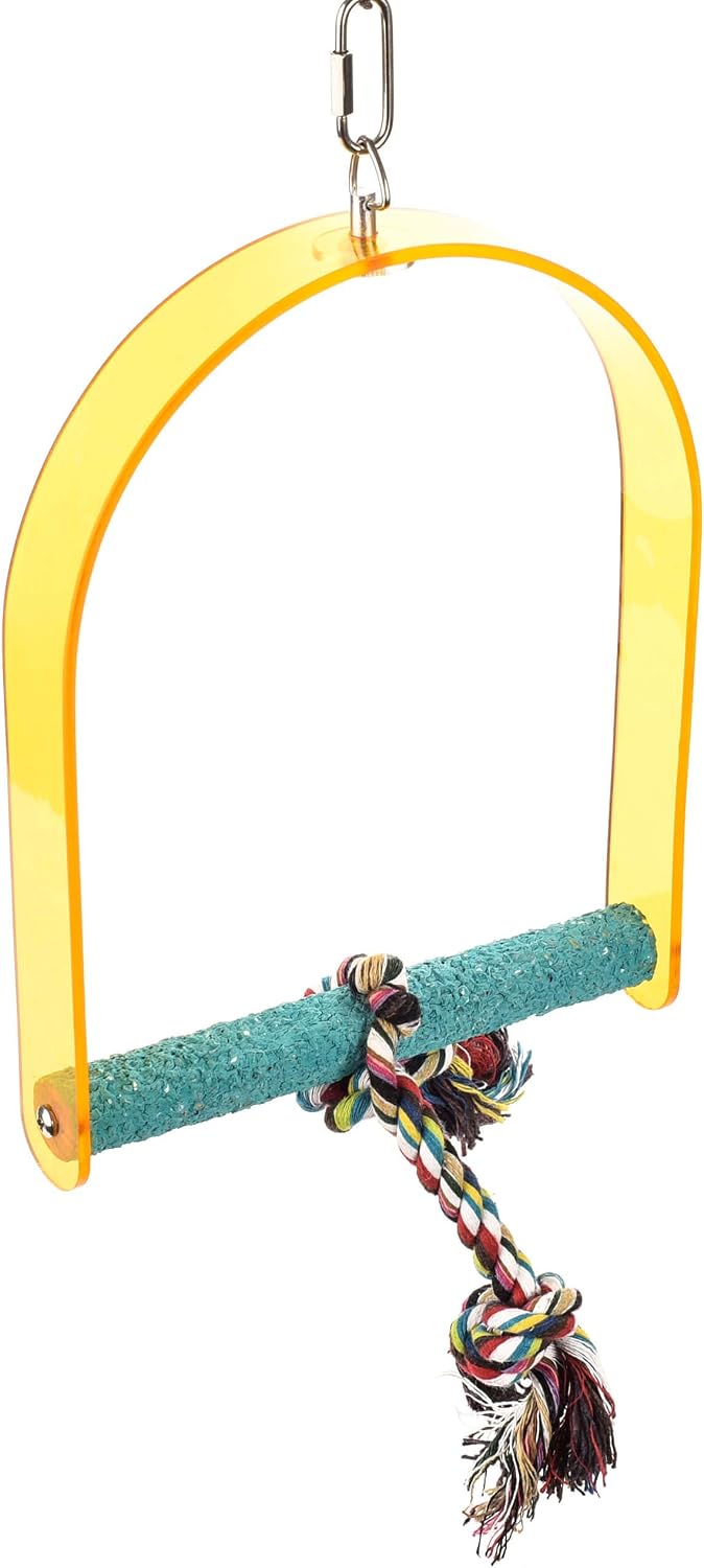 PARROT ESSENTIALS Sanded Nail Arch Swing Perch with Cotton Rope, Medium Parrot Toy Nest Swing for Nail Trimming - Image 3