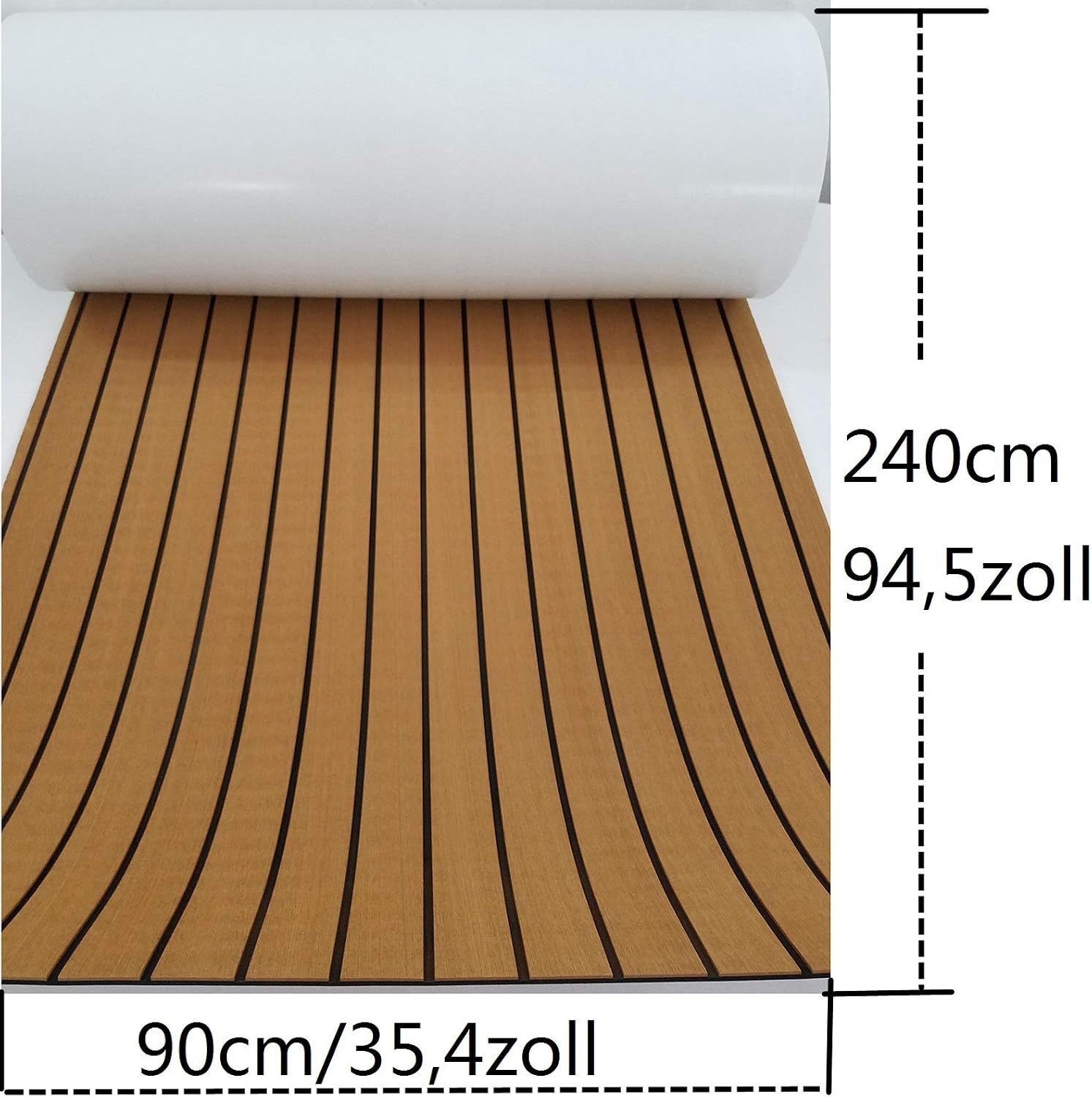 yuanjiasheng Synthetic Teak Boat Decking Sheet EVA Foam Boat Flooring Water Proof 94.5x35.4 inches Light Brown Marine Yacht Cabin Deck Maintenance Mat - Image 3
