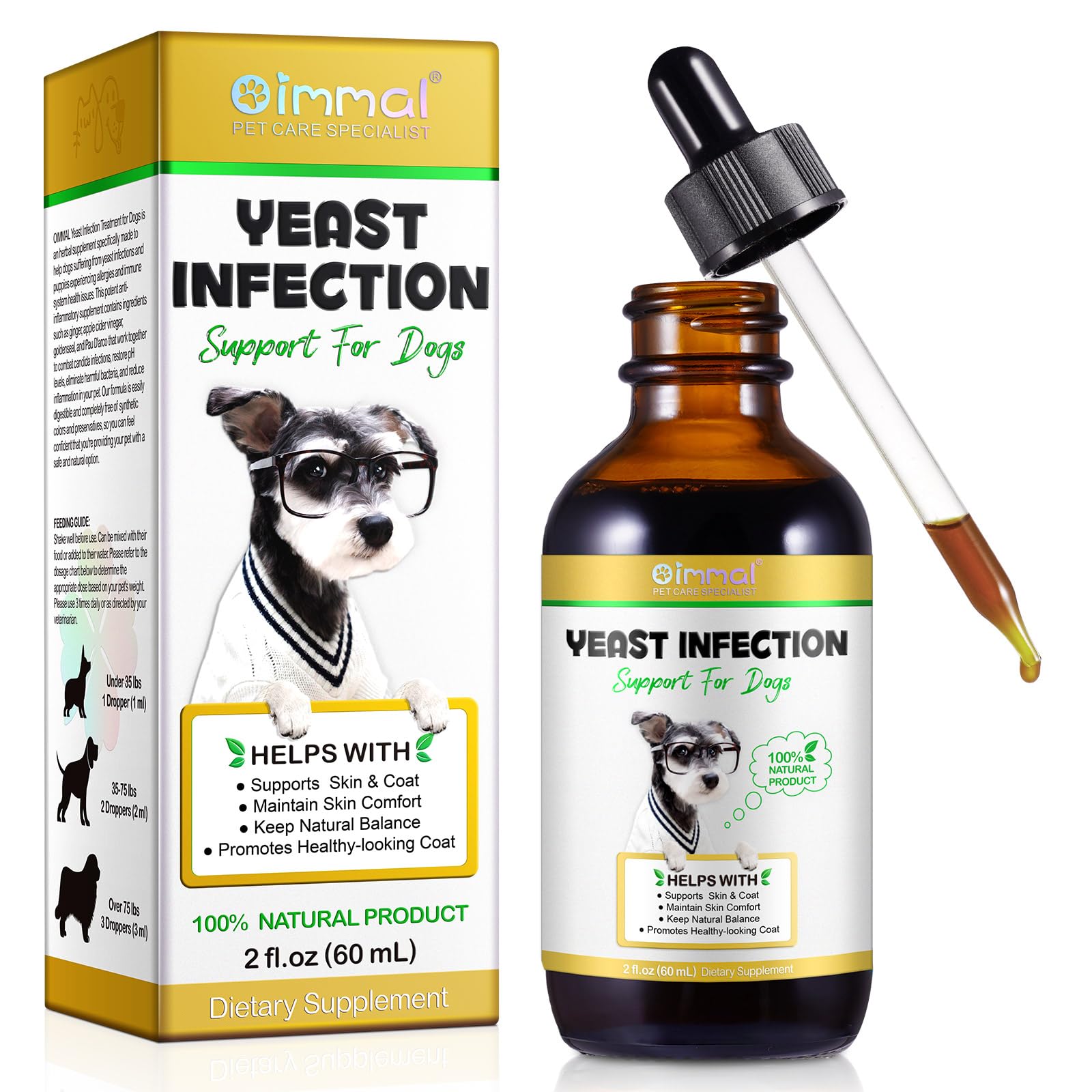 GMOLARSUSCO Yeast Infection & Ear Health Support Drops for Dogs | All-Natural Dietary Supplement for Skin & Coat | For Dogs Breeds
