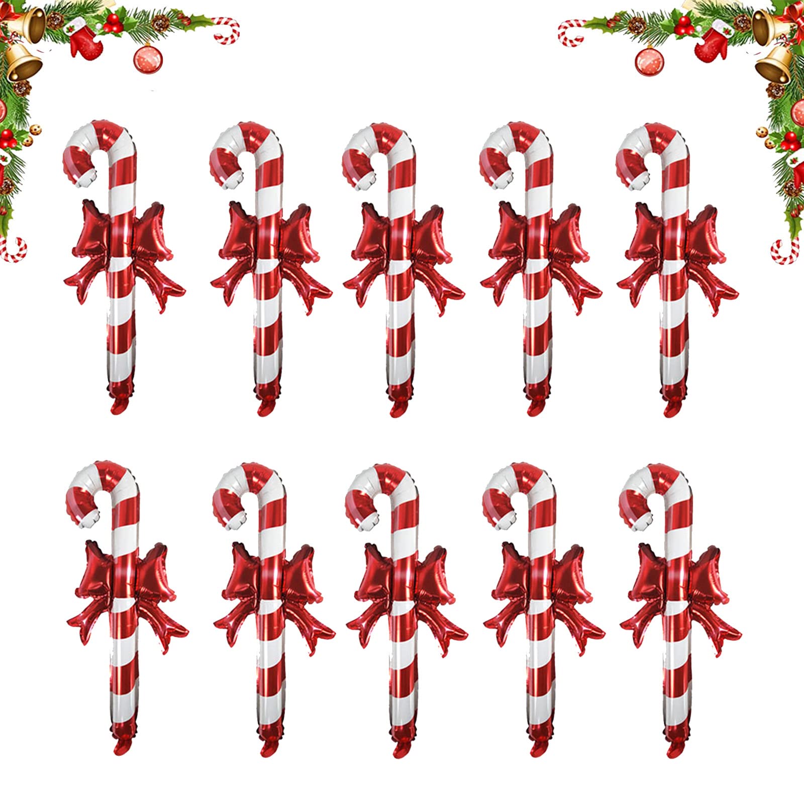 VALICLUD Inflatable Christmas Candy Cane Decorations 10pcs Blow Up Candy Cane Ornaments 24 Inch Candy for Xmas Holiday Party Favor