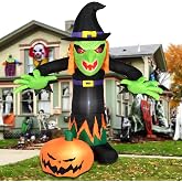 8FT Halloween Inflatable Witch Decorations Outdoor Built-in LED Lights | Halloween Blow Up Yard Decorations,Scary Party Decorations,Haunted House Decor,for Yard/Lawn/Garden.