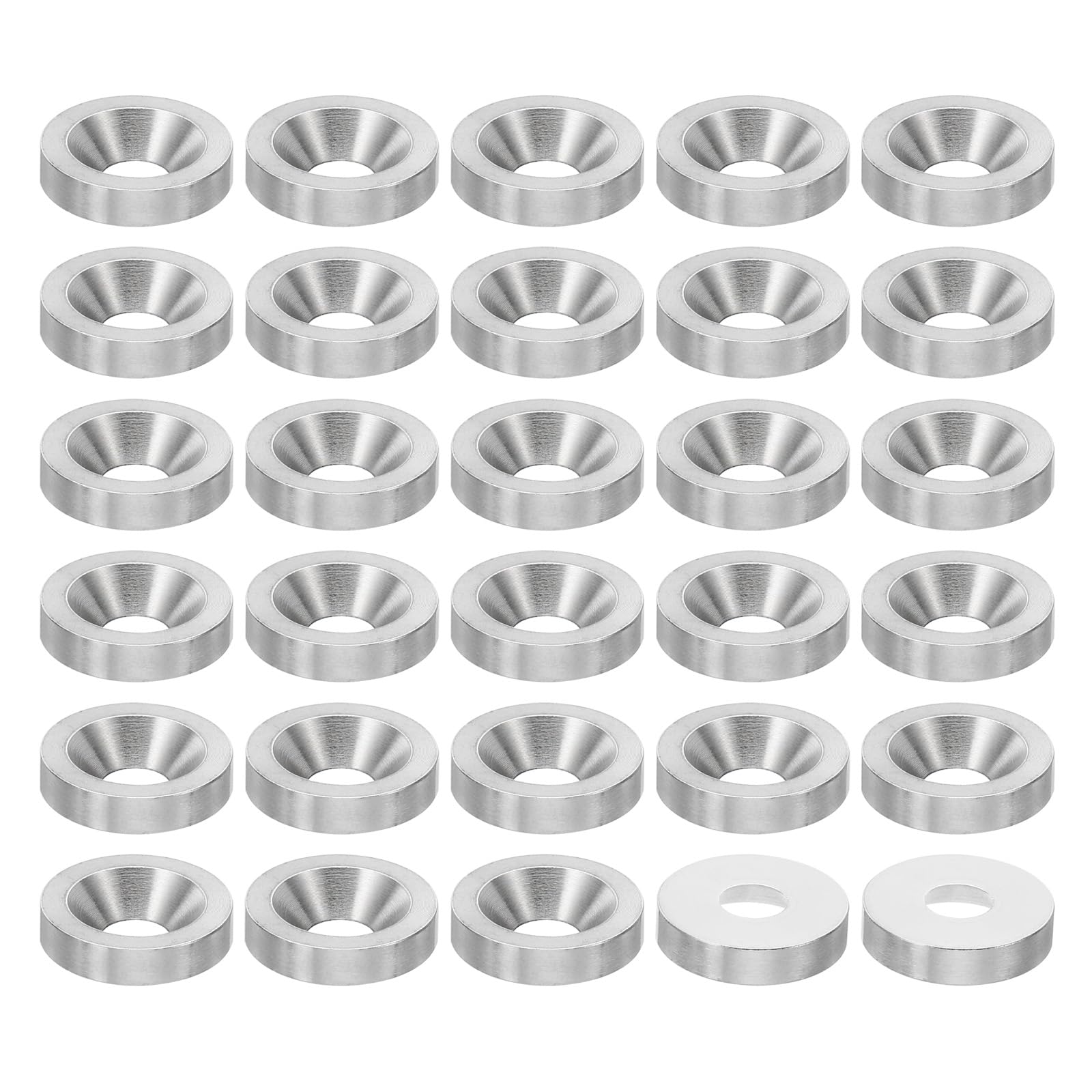 PATIKIL M6 Finish Countersunk Washer, 30pcs 18mm Dia. 4mm Tall Solid 304 Stainless Steel CNC Cup Washer Flat Screw Head Gasket for Constructions