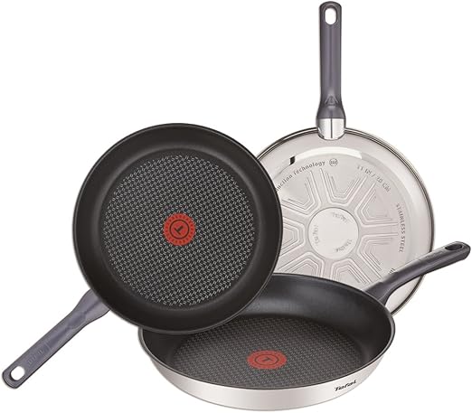 Tefal Daily Cook - Juego de 3 Sartenes de Acero Inoxidable de 20 ...