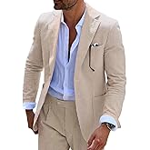 Wehilion Men 2 Pieces Seersucker Suit Casual 2 Button Slim Fit Striped Suits for Men Summer Wedding Prom Suit Jacket Pants