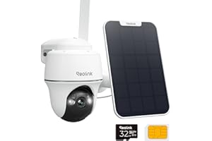 REOLINK 5MP 4G LTE Cellular Security Camera Outdoor, 360° Pan-Tilt, Sim+32GB SD Card Included, Wireless Solar Powered, Color Night Vision, Smart AI Detection, Go PT Plus+Solar Panel, Updated Version
