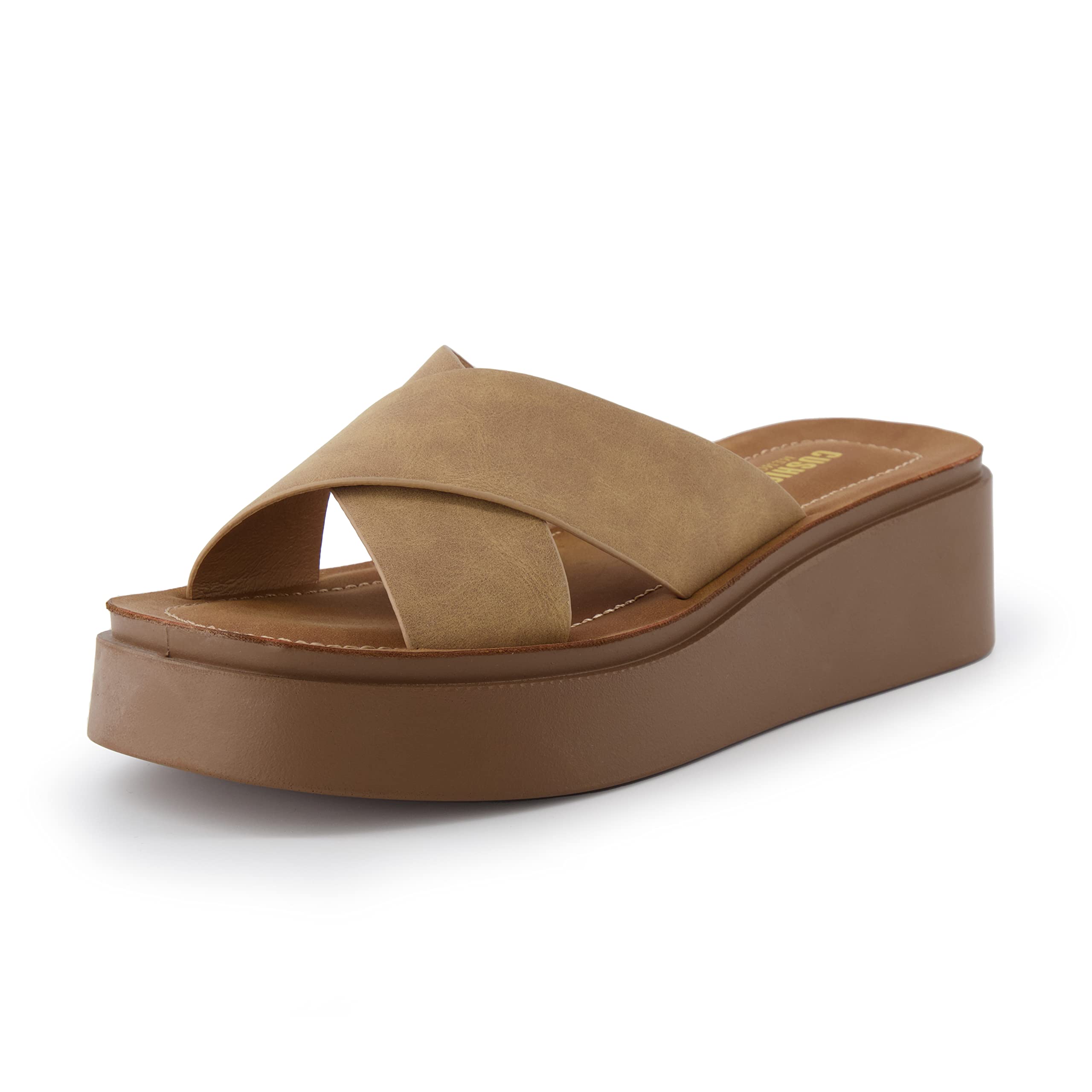 Photo 1 of CUSHIONAIRE Women's Pepe crossband platform sandal with +Memory Foam, Tan 11