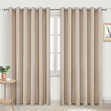 DWCN Blackout Curtains 90 x 90 Beige 2 Panels Thermal Insulated Eyelet