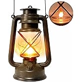 Yinfidee Vintage Lantern LED Outdoor Battery Powered Lanterns with Dancing Flame Wick Waterproof Camping Lamp Non-Solar Hangi