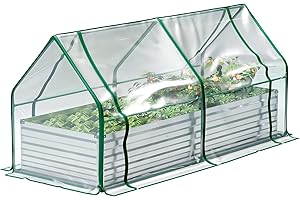 Foxlang 8x2x1.5ft Galvanized Raised Garden Bed with Cover,Outdoor Planter Box Metal Patio Kit Planting Bed for Vegetables Flowers Herb,Silver