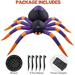 ATDAWN 8 Ft Halloween Inflatable Spider, Giant Blow