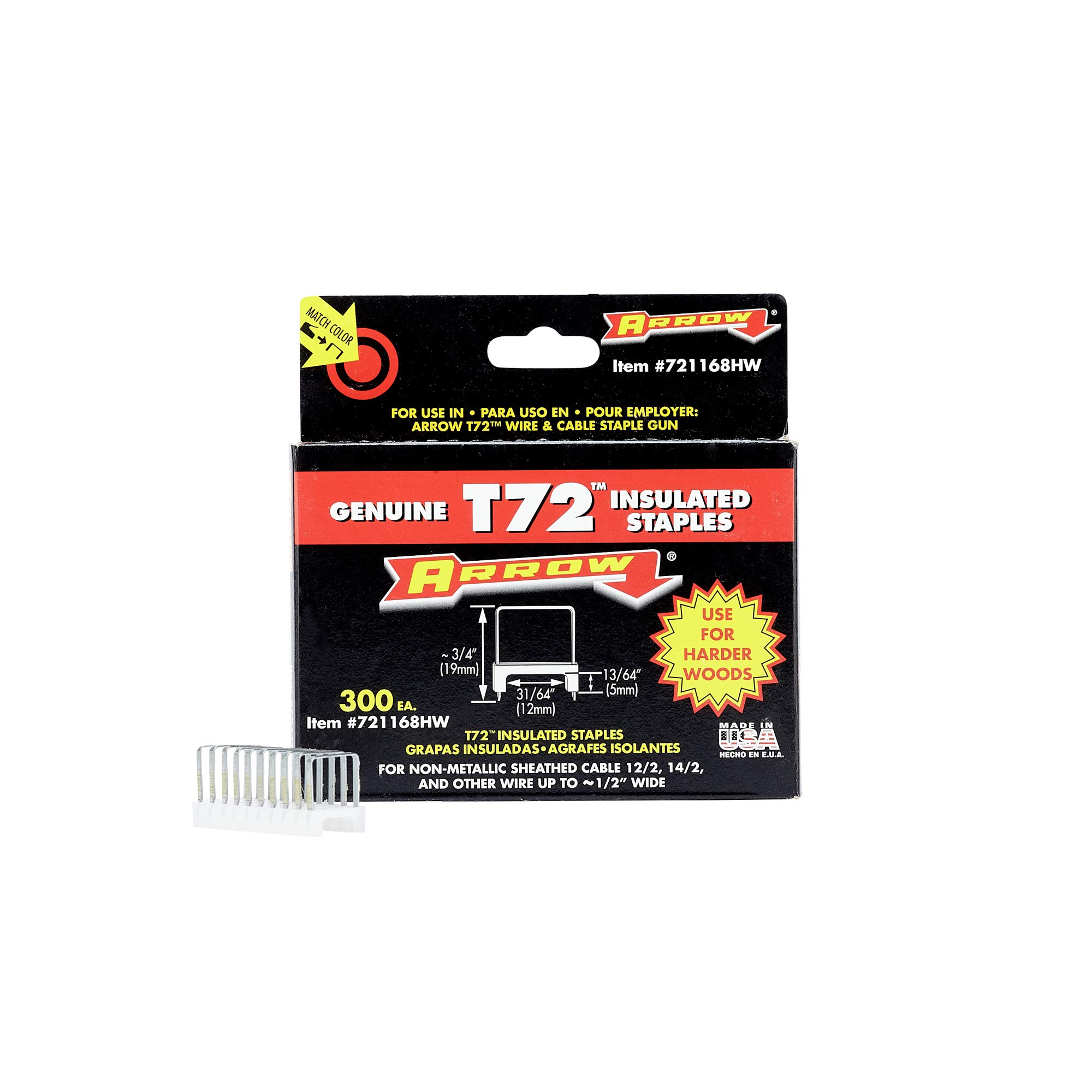 Arrow A721168HW Insulated Staples, T72HW, 5 mm x 12 mm (Pack of 300),Silver