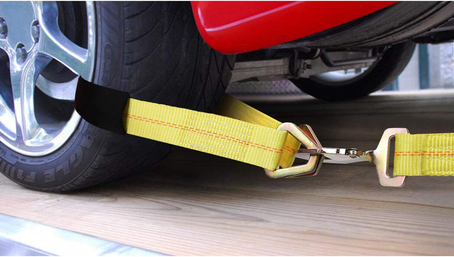 KJE Axle Tie Down Strap, 2"X36" Premium Axle Tie Down Strap with D-Ring Up to 10000lbs Capacity and Protective Sleeve-High Tension Proof & Heavy-Duty: Automotive