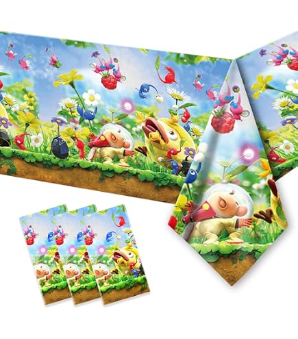 Pikmin Geburtstagsparty-Zubehör Set – 20 Teller + 20 Servietten, Für 20 Gäste, Mottoparty-Deko